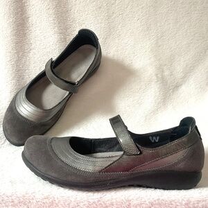 GRAY NAOT SUEDE LEATHER COMBO KIREI MARY JANES SIZE 7.5/38